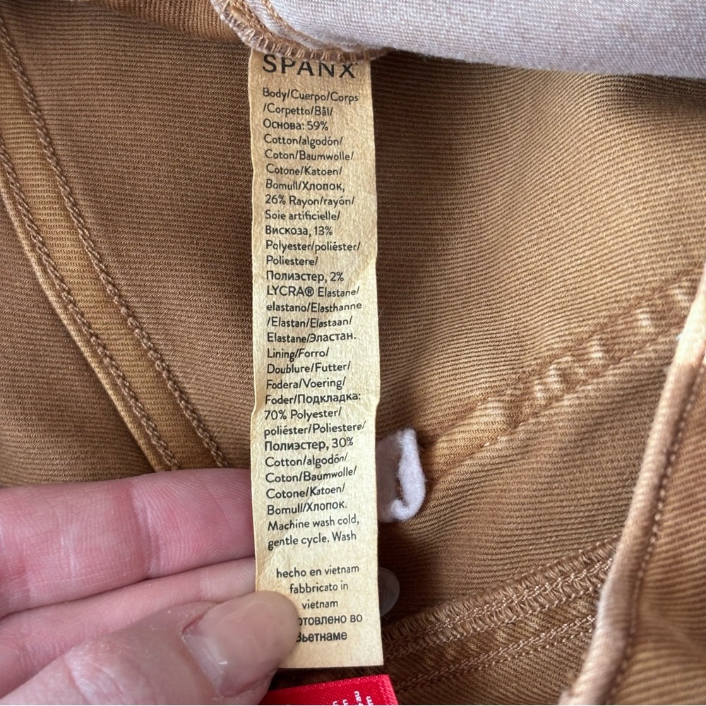 Women’s SPANX Pants STRETCH TWILL STRAIGHT LEG‎ LARGE fall chestnut nuetral - Picture 9 of 12